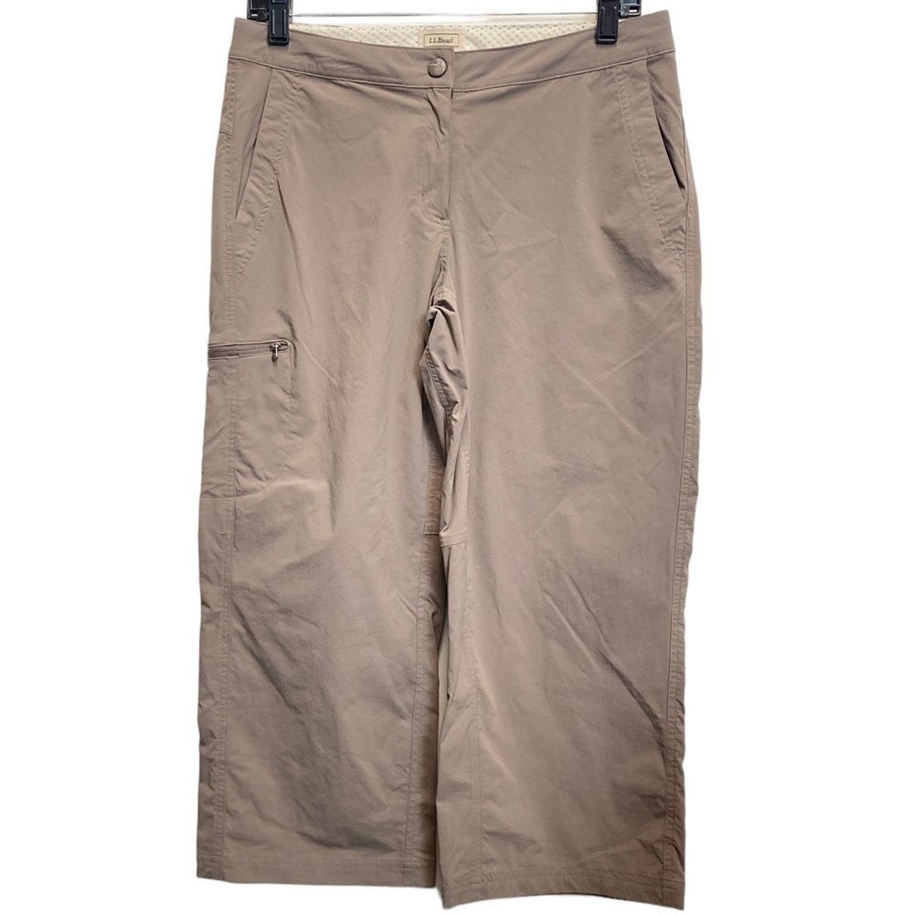 LL Bean Size 8 Reg Comfort Trail Capri Brown Stretch Nylon Outdoor Hiking Cargo